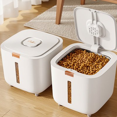 Boite à croquettes pour Chat blanche