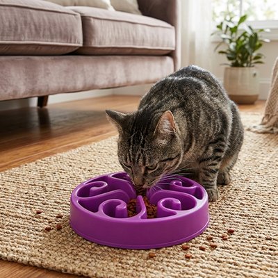 Gamelle anti glouton Chat pour éviter l'alimentation excessive