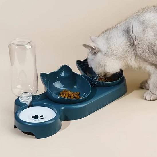 Gamelle chat avec un système 3 en 1