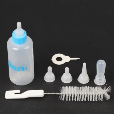 biberon chaton bleu avec petit kit