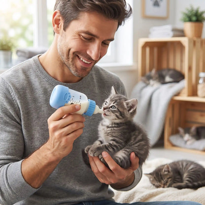 biberon pour chatons utilisé pour nourrir un chaton au refuge