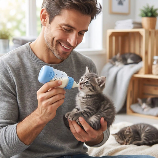 biberon pour chatons utilisé pour nourrir un chaton au refuge