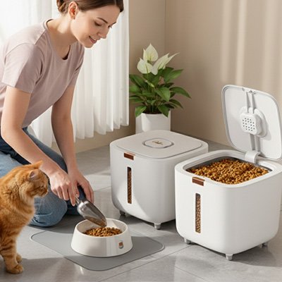 Boite à croquettes pour Chat design moderne 