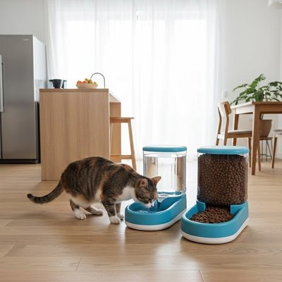 Distributeur automatique de croquettes pour Chat bleu