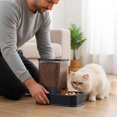 Distributeur croquette Chat automatique antidéversement