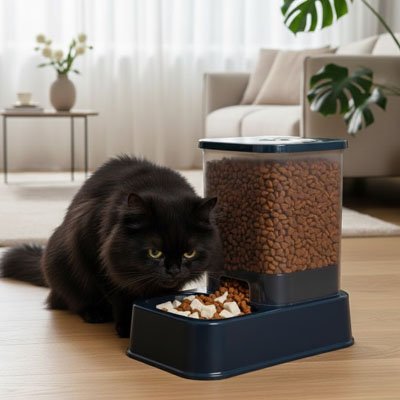Distributeur croquette Chat automatique avec Système de distribution par gravité