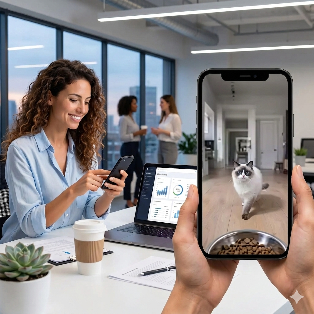 distributeur croquette chat avec camera vidéo