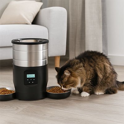 Distributeur de croquettes pour chat pour deux chats simultanément