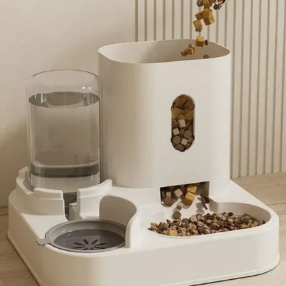 Distributeur eau et croquettes pour chat remplis de nourriture