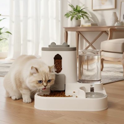 Distributeur nourriture Chat avec Séparation entre la nourriture et l’eau