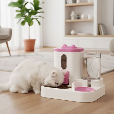 Distributeur nourriture Chat Design anti-éclaboussures