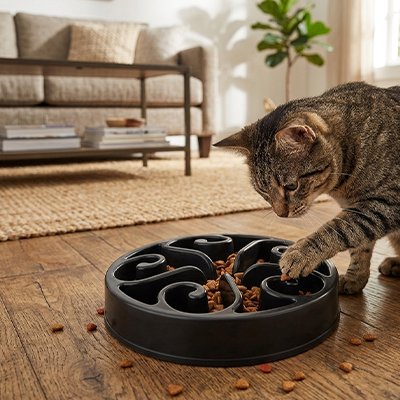 Gamelle anti glouton Chat pour stimuler le chat à trouver sa nourriture