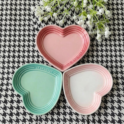 gamelle en ceramique pour chat forme de cœur rose vert blanc