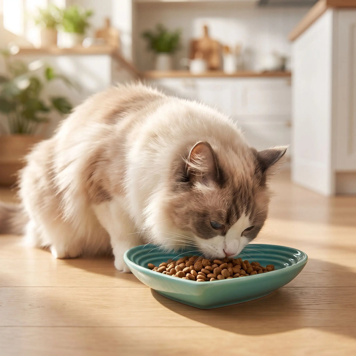 Gamelle en céramique pour chat utilisée par ragdoll dans cuisine