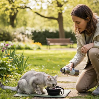 Gamelle pour chat facile à ranger 
