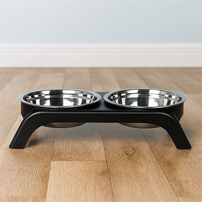 Gamelle surélevée chat noir avec un design bord arrondis