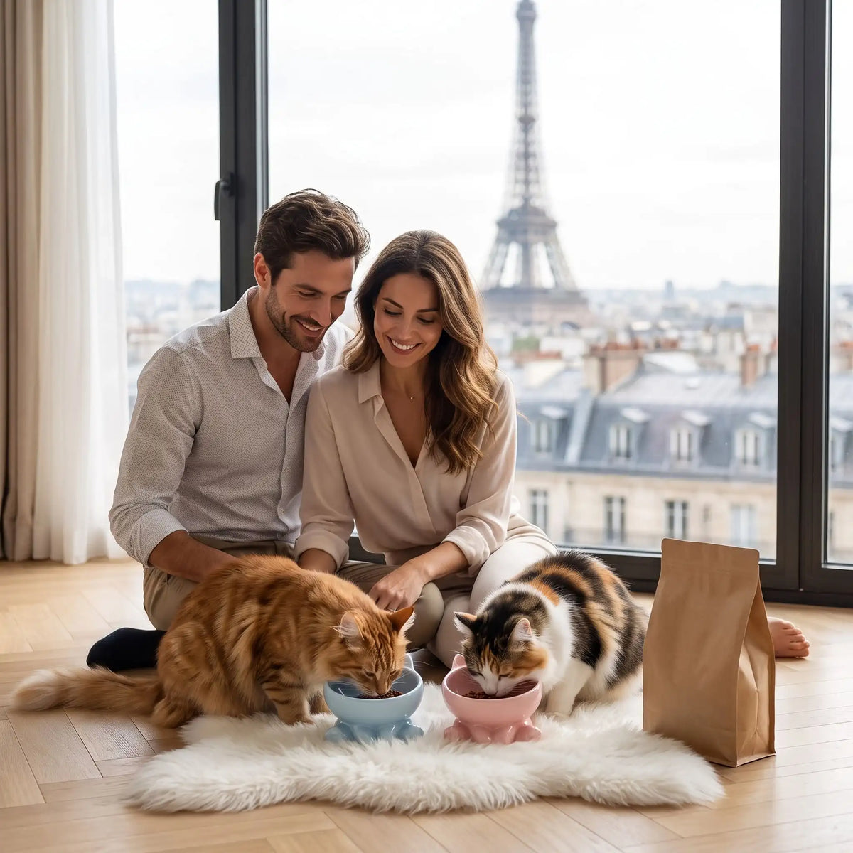 gamelle surélevée chat nourri en appartement parisien