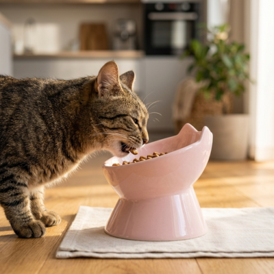 gamelles anti glouton chat design en cuisine