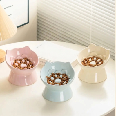 gamelles anti glouton chat design en plusieurs couleurs