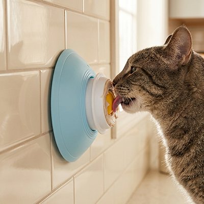Gamelles anti glouton Chat fixé au mur