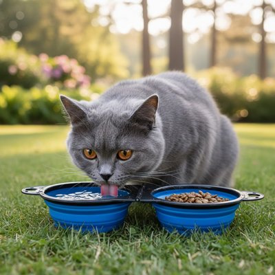 Gamelles chat bleu vif pastel