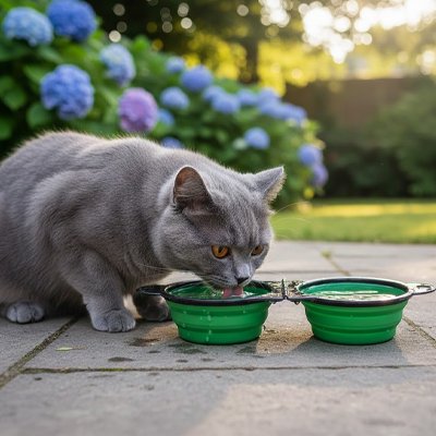 Gamelles chat vert forêt